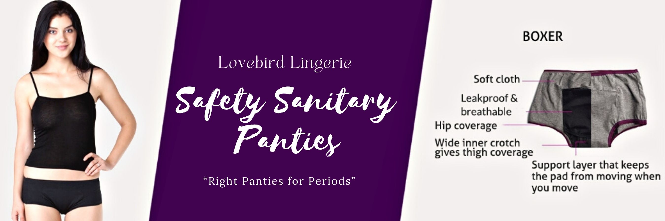 Safety Sanitary Panty are over banner lovebird